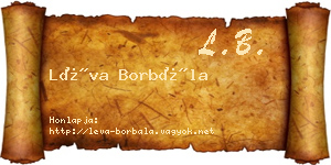 Léva Borbála névjegykártya